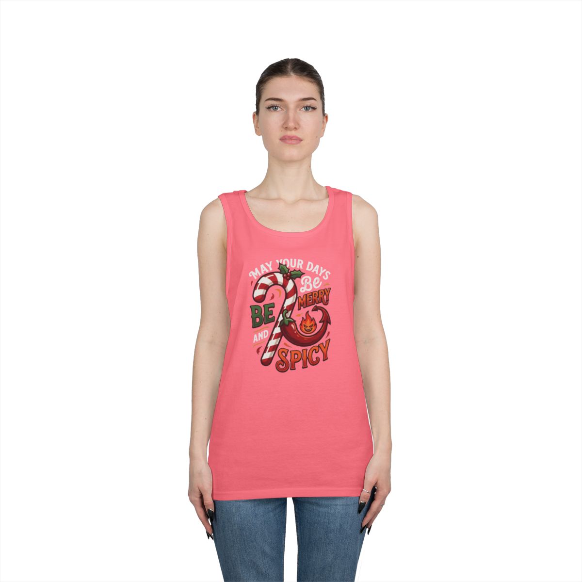 Color: Safety Pink | May Your Days Be Merry and Spicy Tank Top
