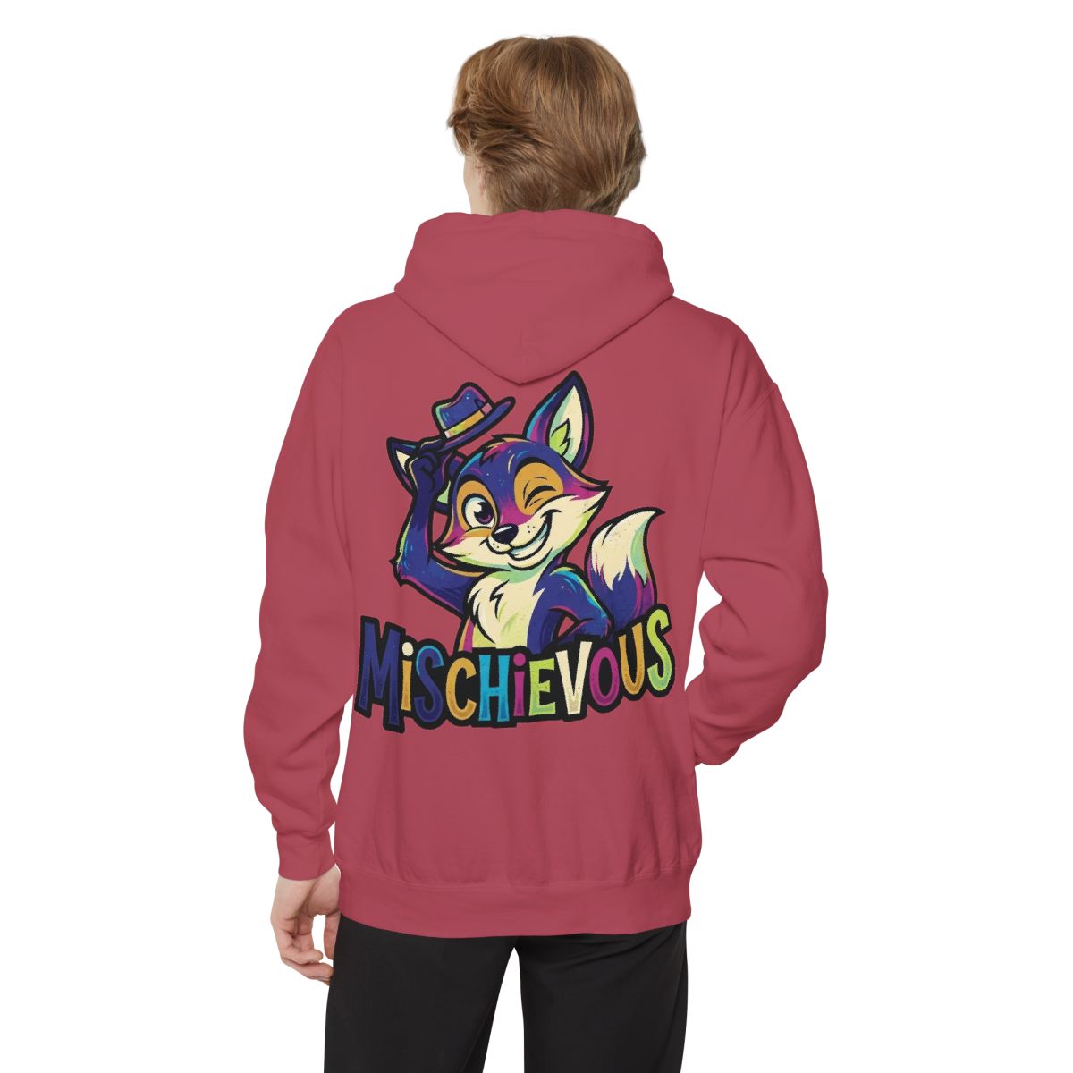 Color: Crimson | Mischievous Garment-Dyed Hoodie