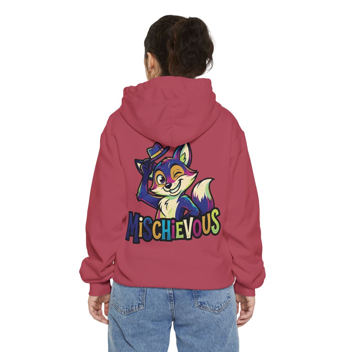 Color: Crimson | Mischievous Garment-Dyed Hoodie