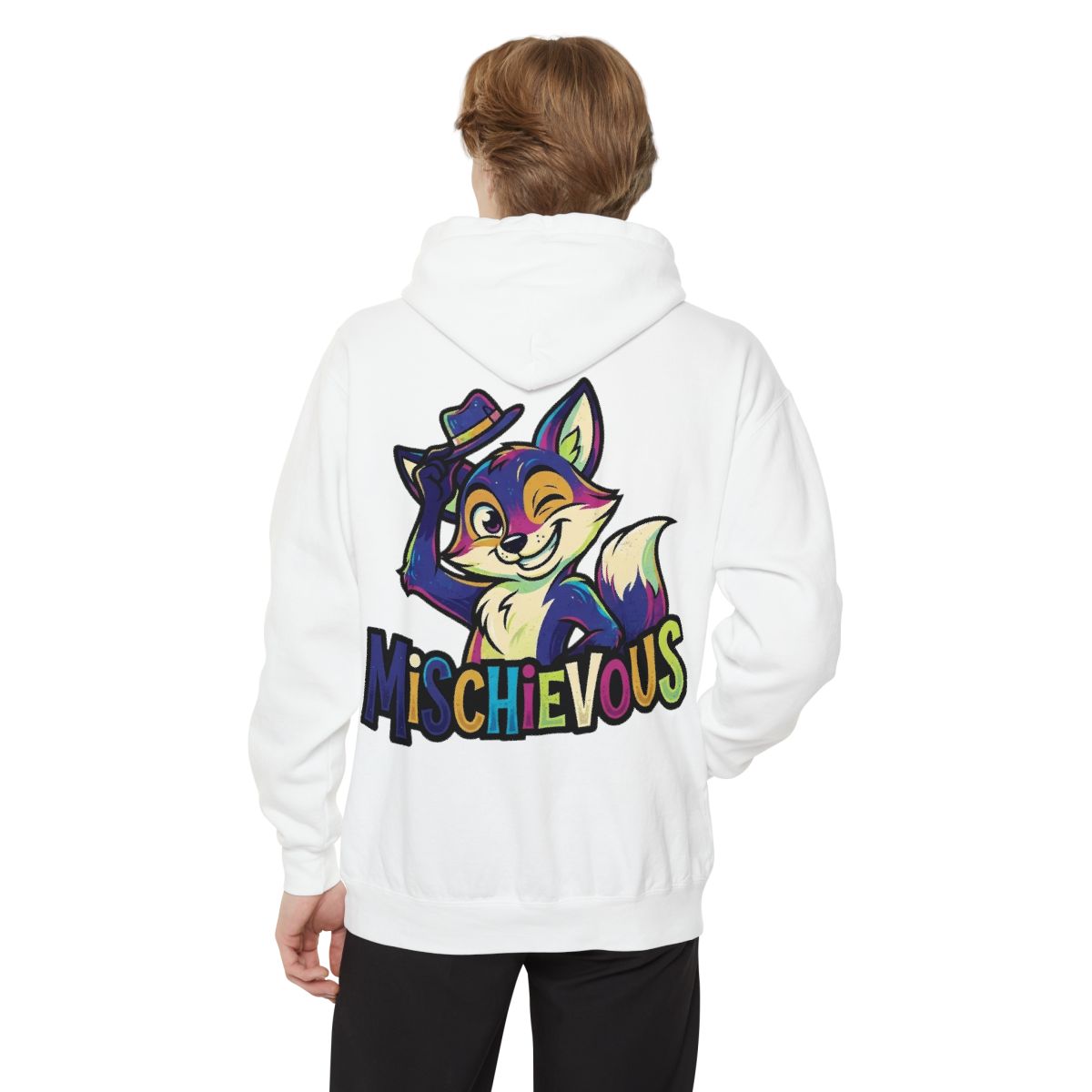 Color: White | Mischievous Garment-Dyed Hoodie
