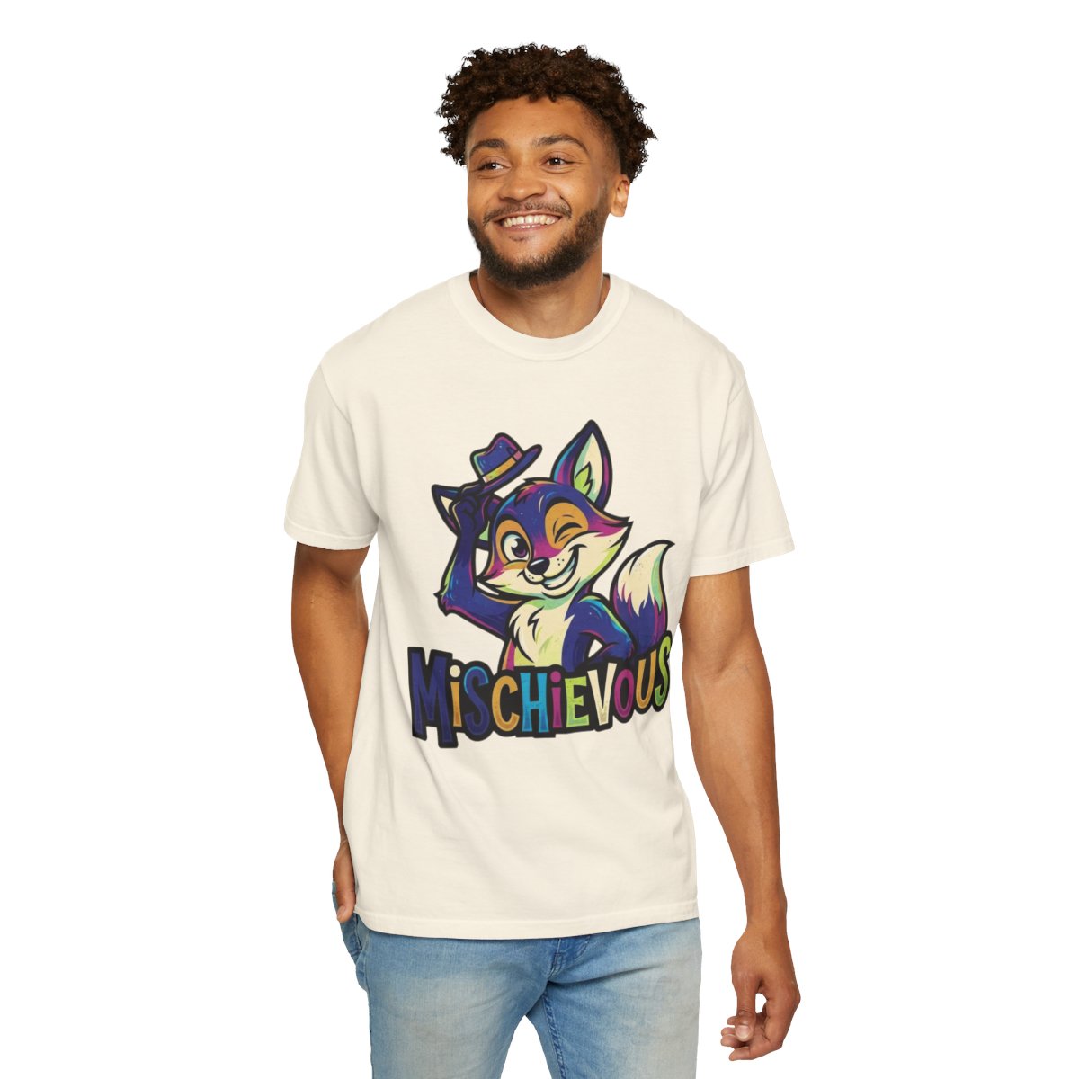 Color: Ivory | Mischievous Unisex Garment-Dyed Tee
