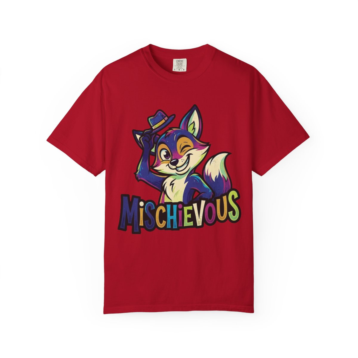 Color: Red | Mischievous Unisex Garment-Dyed Tee