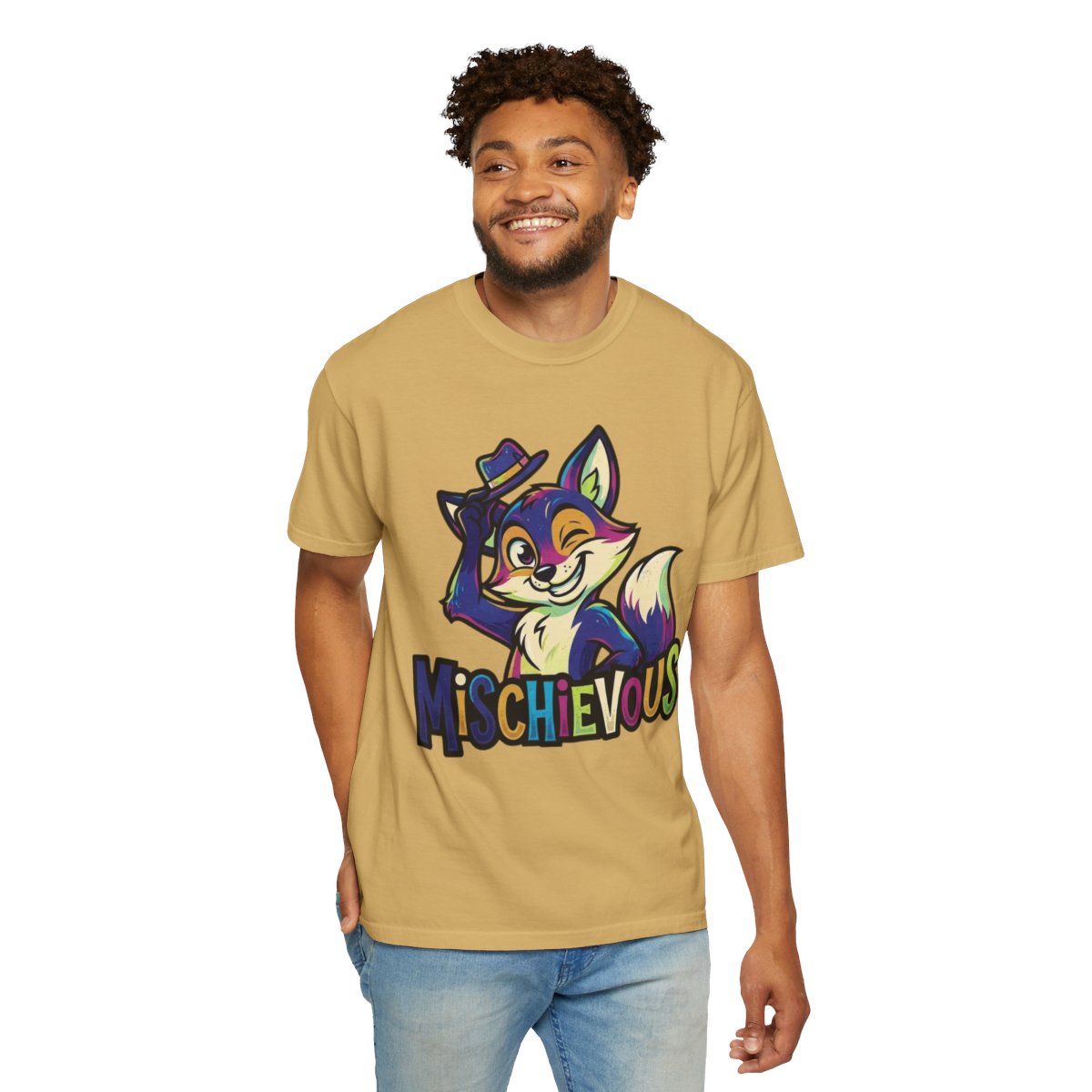 Color: Mustard | Mischievous Unisex Garment-Dyed Tee