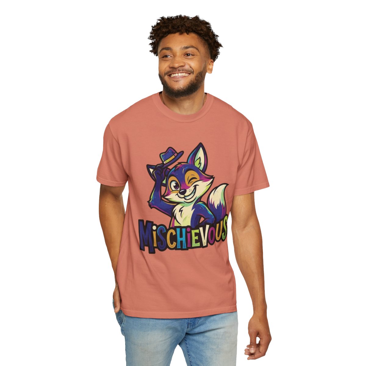 Color: Terracotta | Mischievous Unisex Garment-Dyed Tee