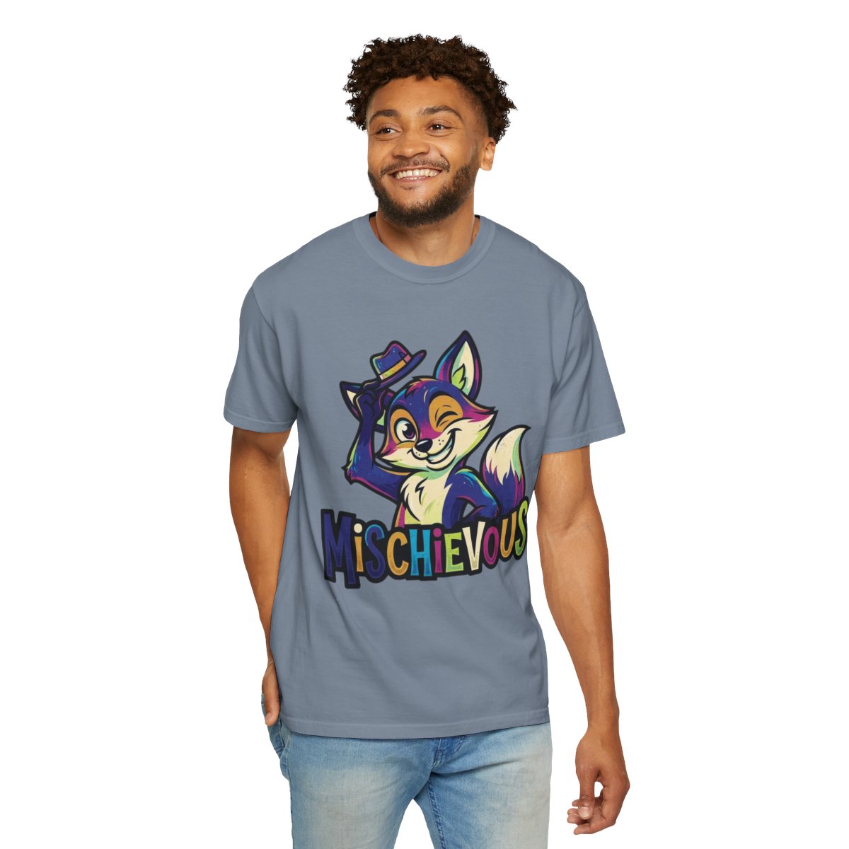 Color: Blue Jean | Mischievous Unisex Garment-Dyed Tee