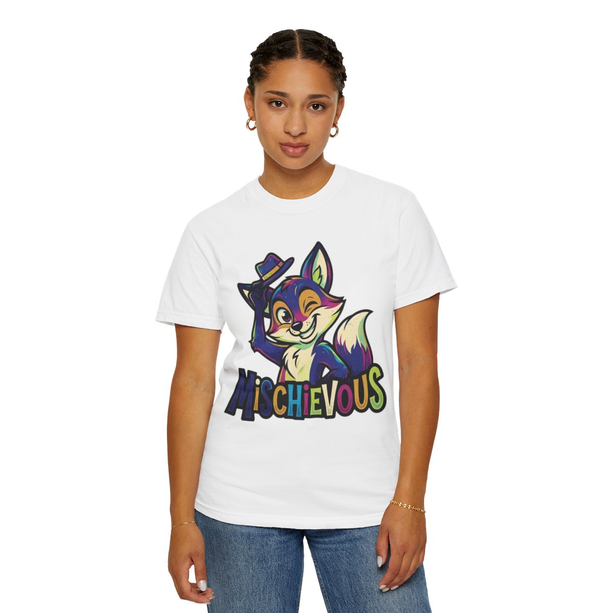 Color: White | Mischievous Unisex Garment-Dyed Tee