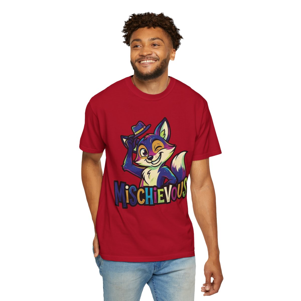 Color: Red | Mischievous Unisex Garment-Dyed Tee