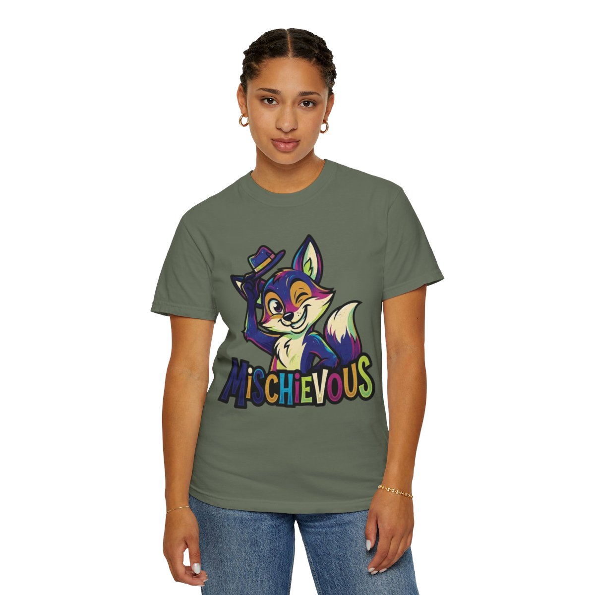 Color: Moss | Mischievous Unisex Garment-Dyed Tee