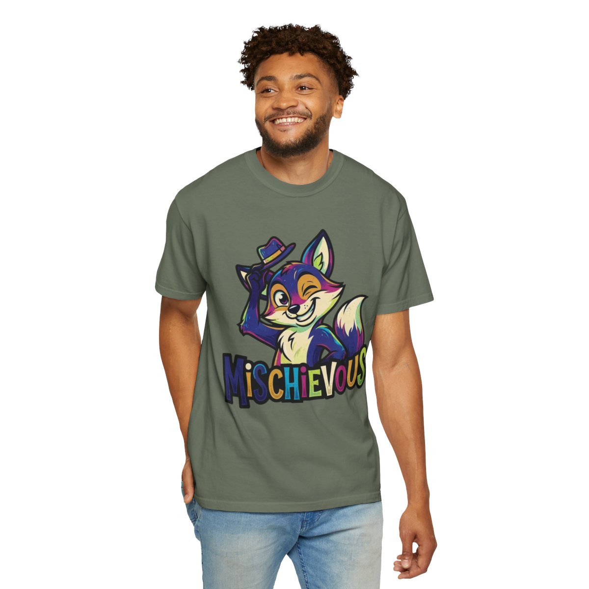 Color: Moss | Mischievous Unisex Garment-Dyed Tee