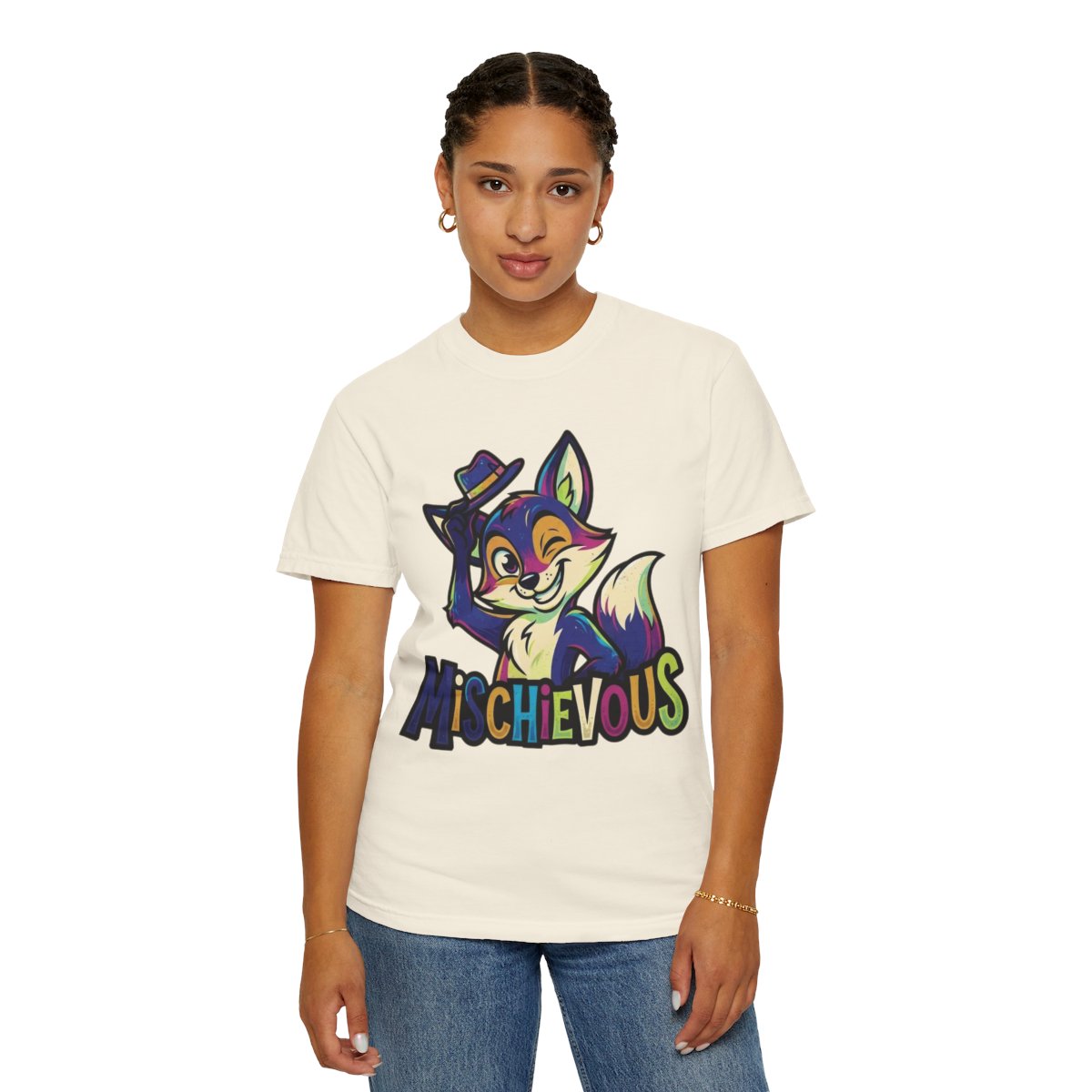 Color: Ivory | Mischievous Unisex Garment-Dyed Tee