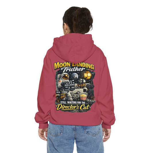 Color: Crimson | Moon Landing Truther Garment-Dyed Hoodie