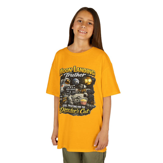 Color: Gold | Moon Landing Truther Kids Tee