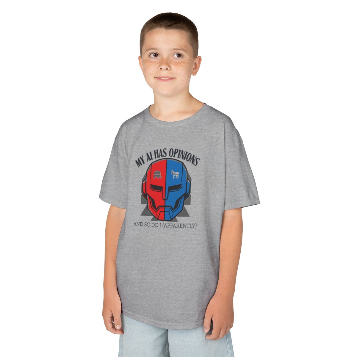 Color: Sport Grey | My AI Has Opinions Kids Tee