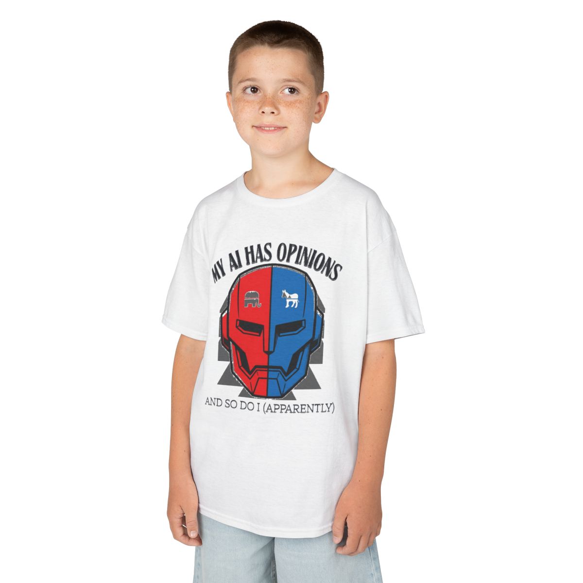 Color: White | My AI Has Opinions Kids Tee