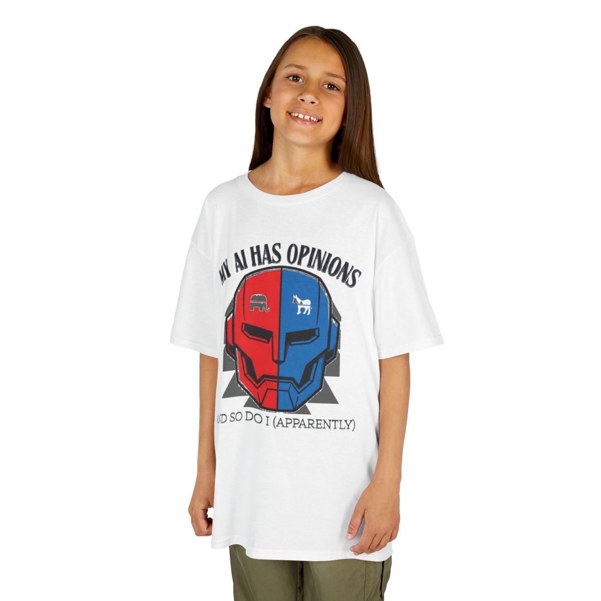 Color: White | My AI Has Opinions Kids Tee