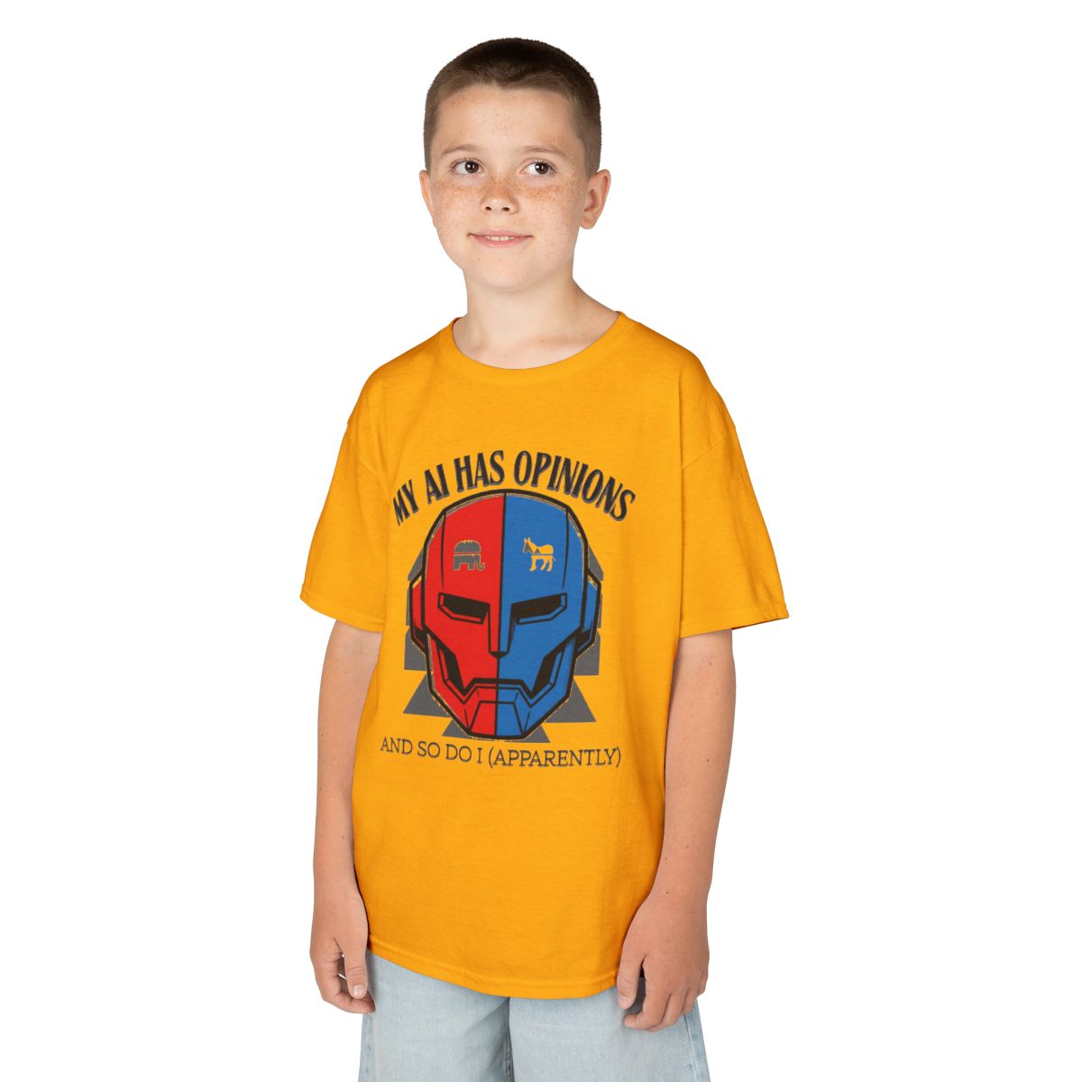 Color: Gold | My AI Has Opinions Kids Tee