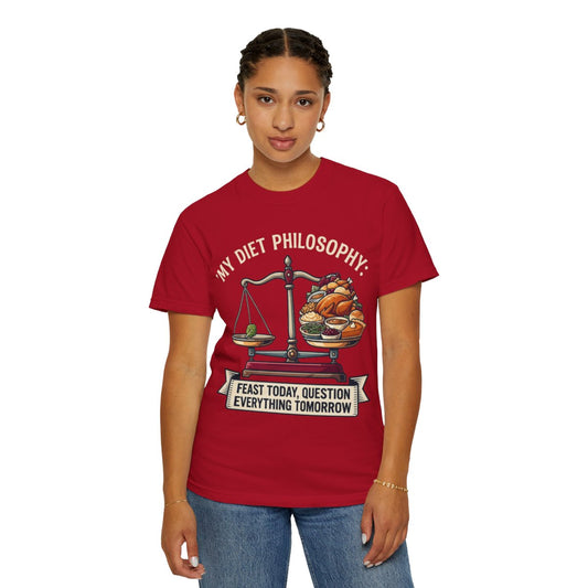 Color: Red | My Diet Philosophy Unisex Garment-Dyed Tee