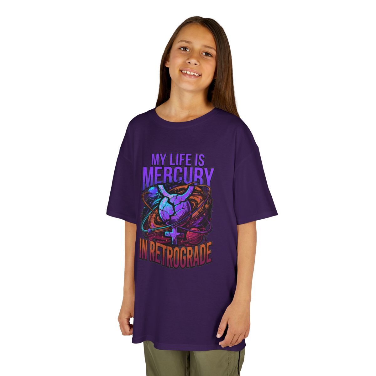 Color: Purple | My Life Is Mercury in Retrograde Kids Tee