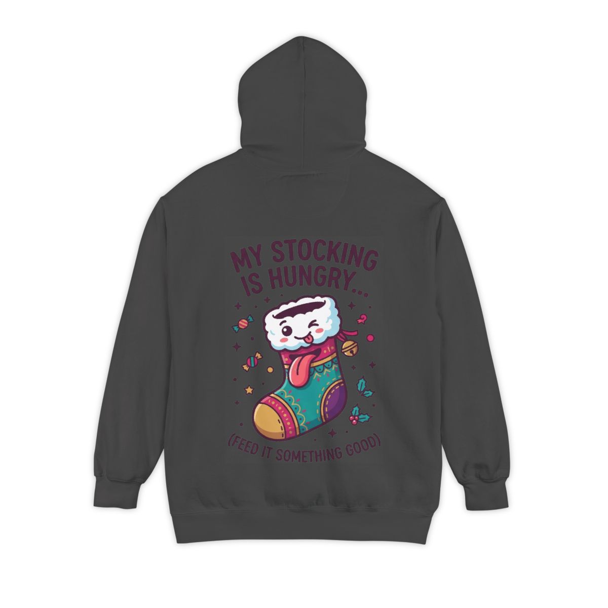 Color: Pepper | My Stocking Is Hungry Garment-Dyed Hoodie