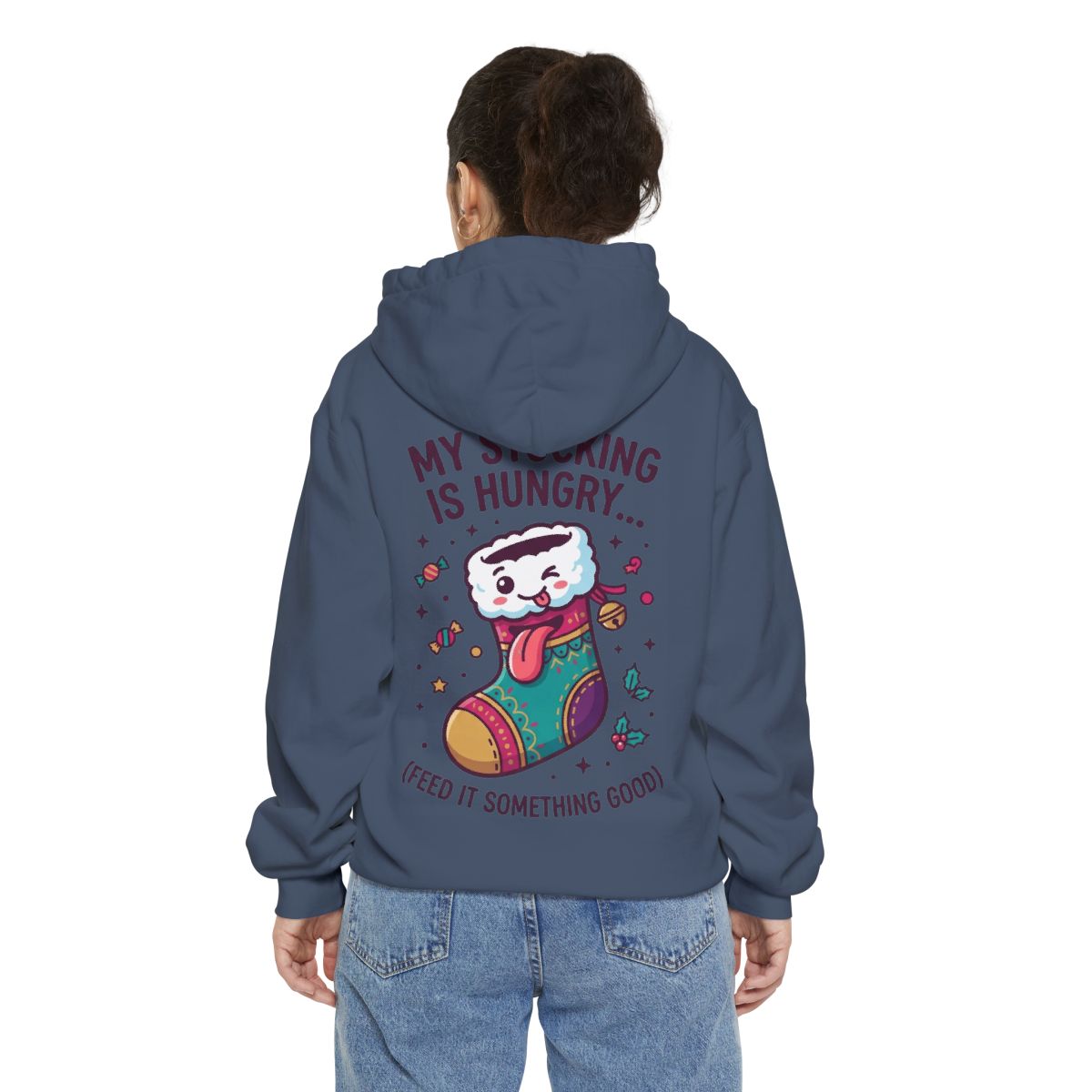 Color: Denim | My Stocking Is Hungry Garment-Dyed Hoodie
