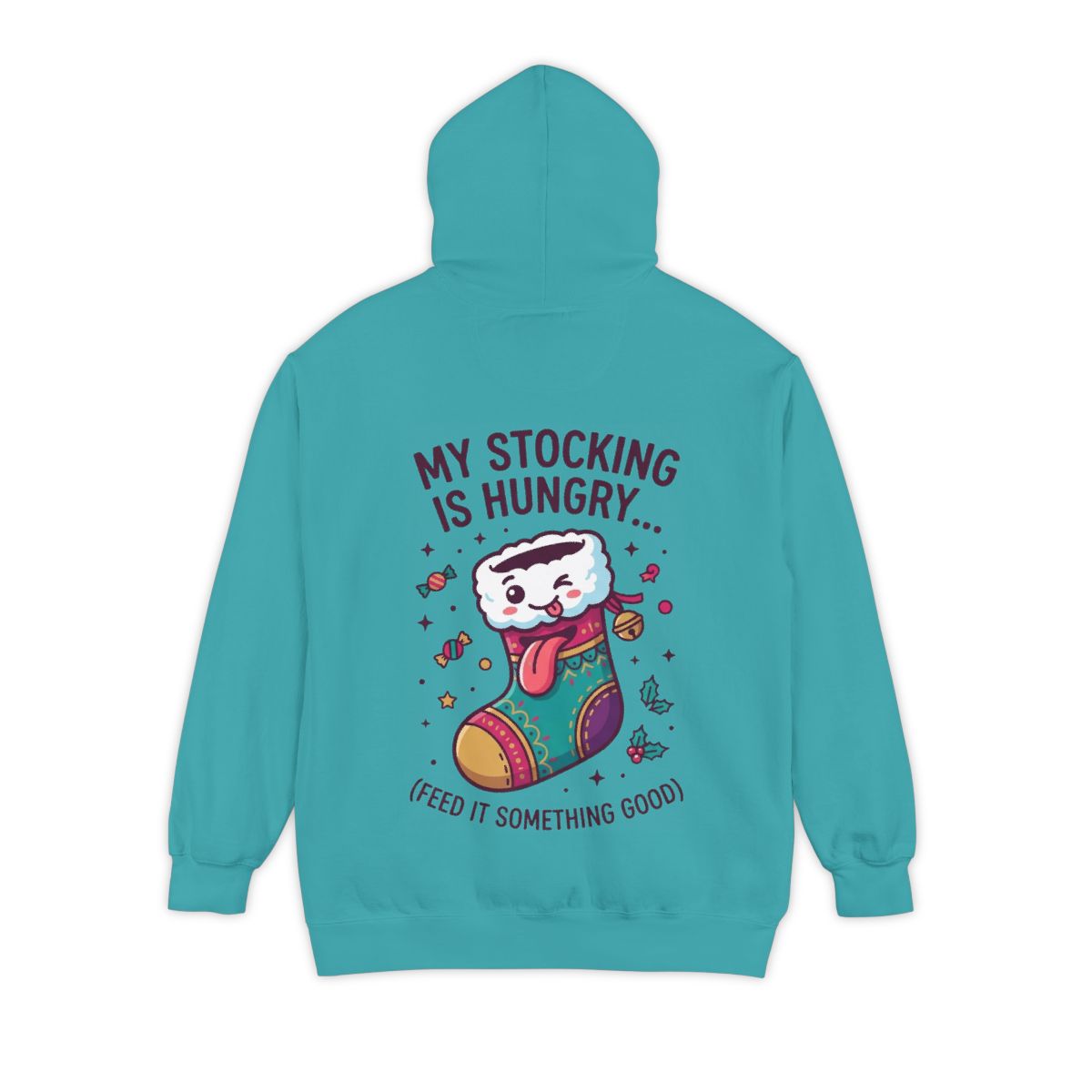 Color: Seafoam | My Stocking Is Hungry Garment-Dyed Hoodie