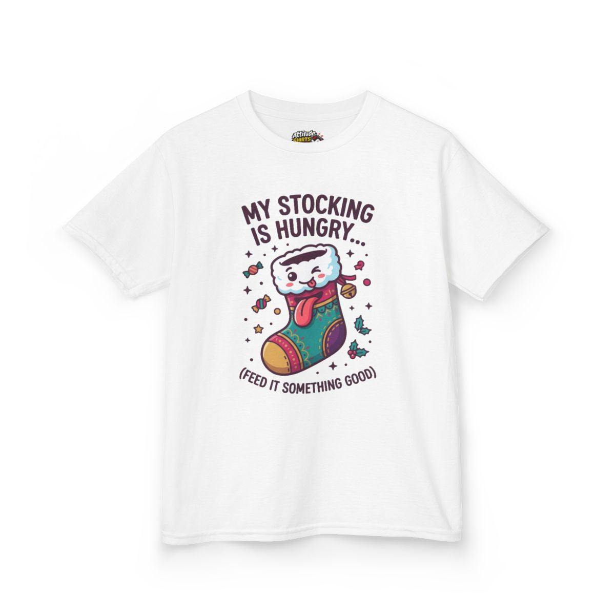 Color: White | My Stocking Is Hungry Kids Tee