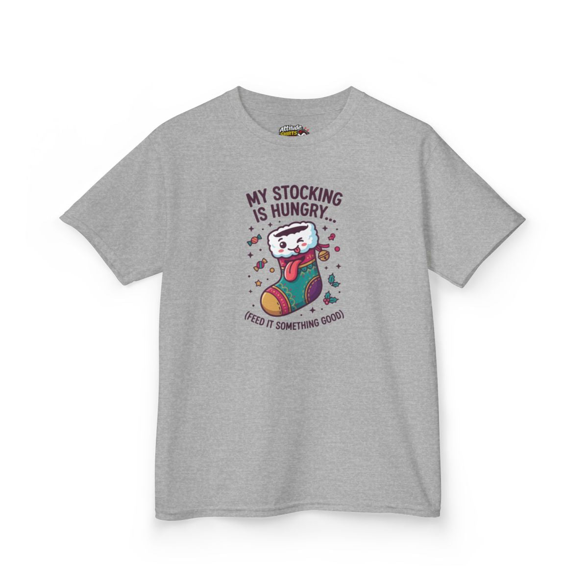Color: Sport Grey | My Stocking Is Hungry Kids Tee