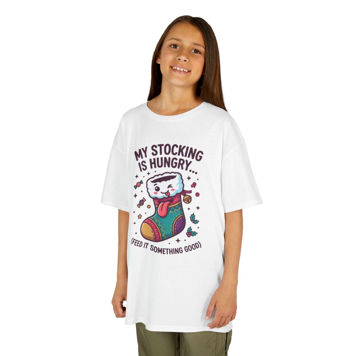 Color: White | My Stocking Is Hungry Kids Tee