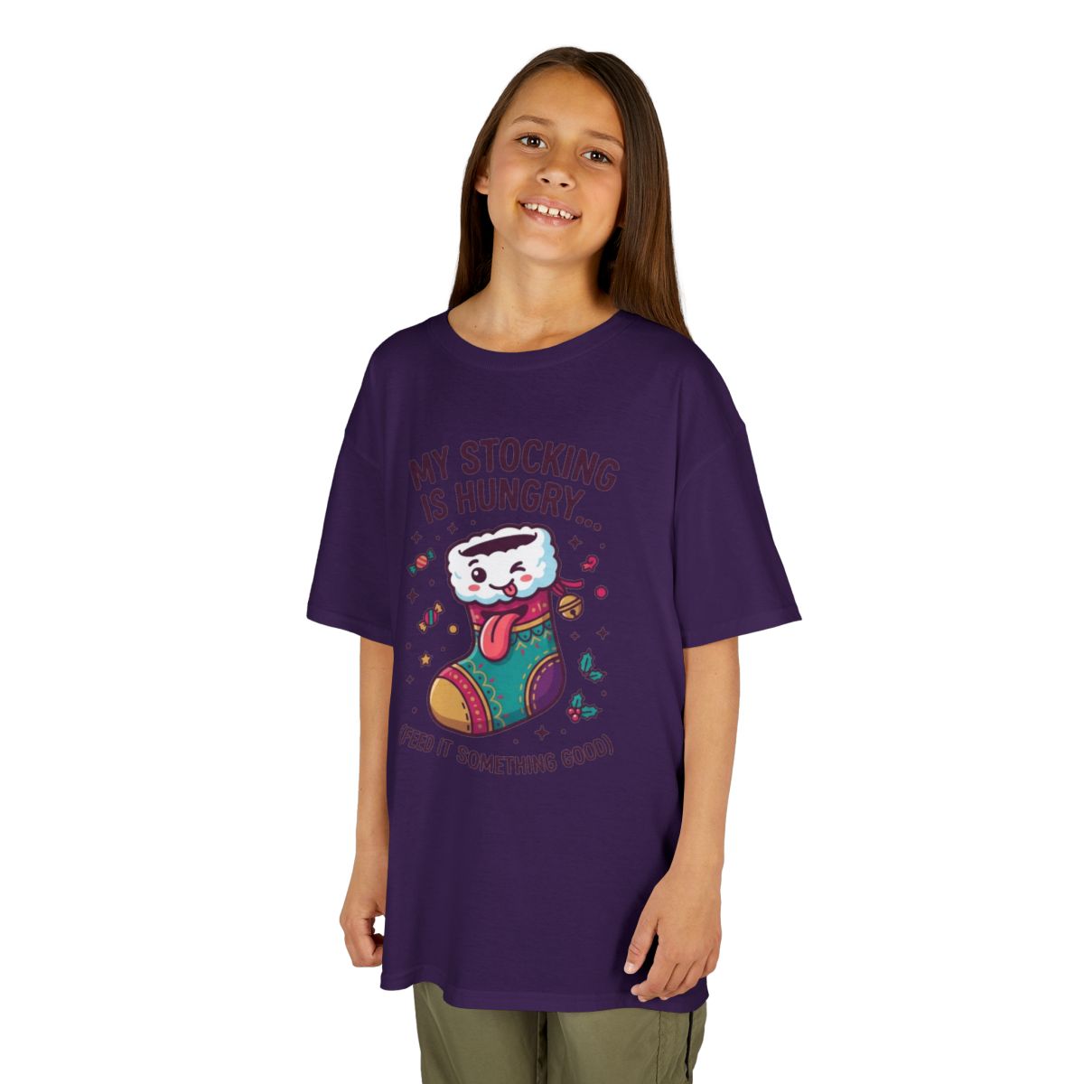 Color: Purple | My Stocking Is Hungry Kids Tee
