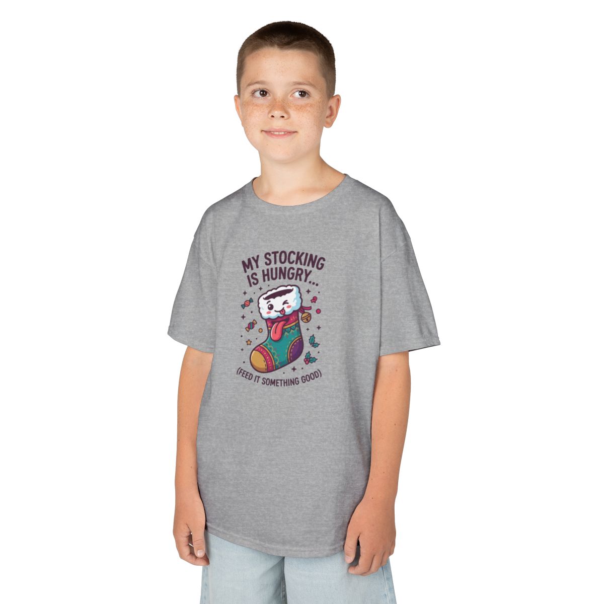 Color: Sport Grey | My Stocking Is Hungry Kids Tee