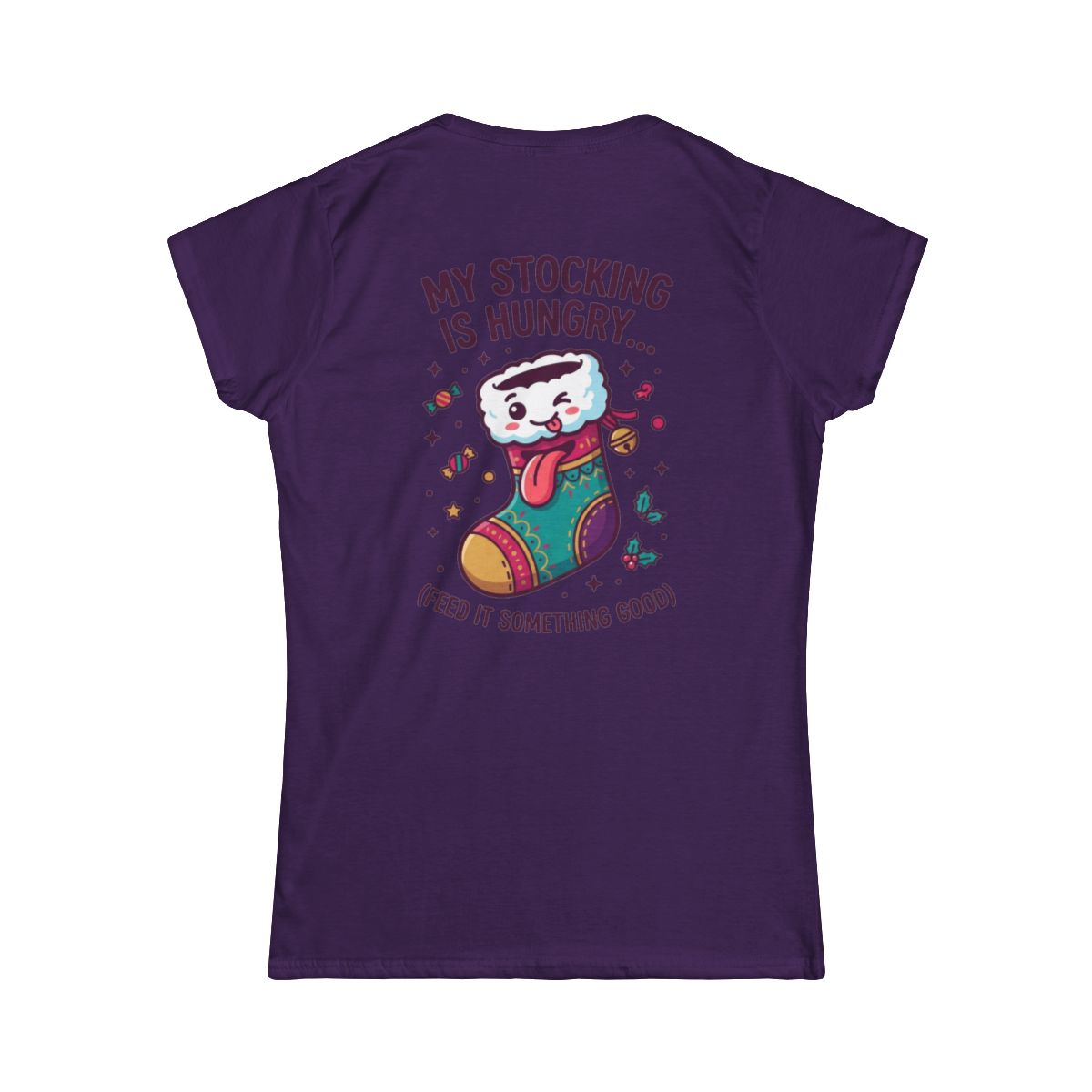 Color: Purple | My Stocking Is Hungry Women's Tee