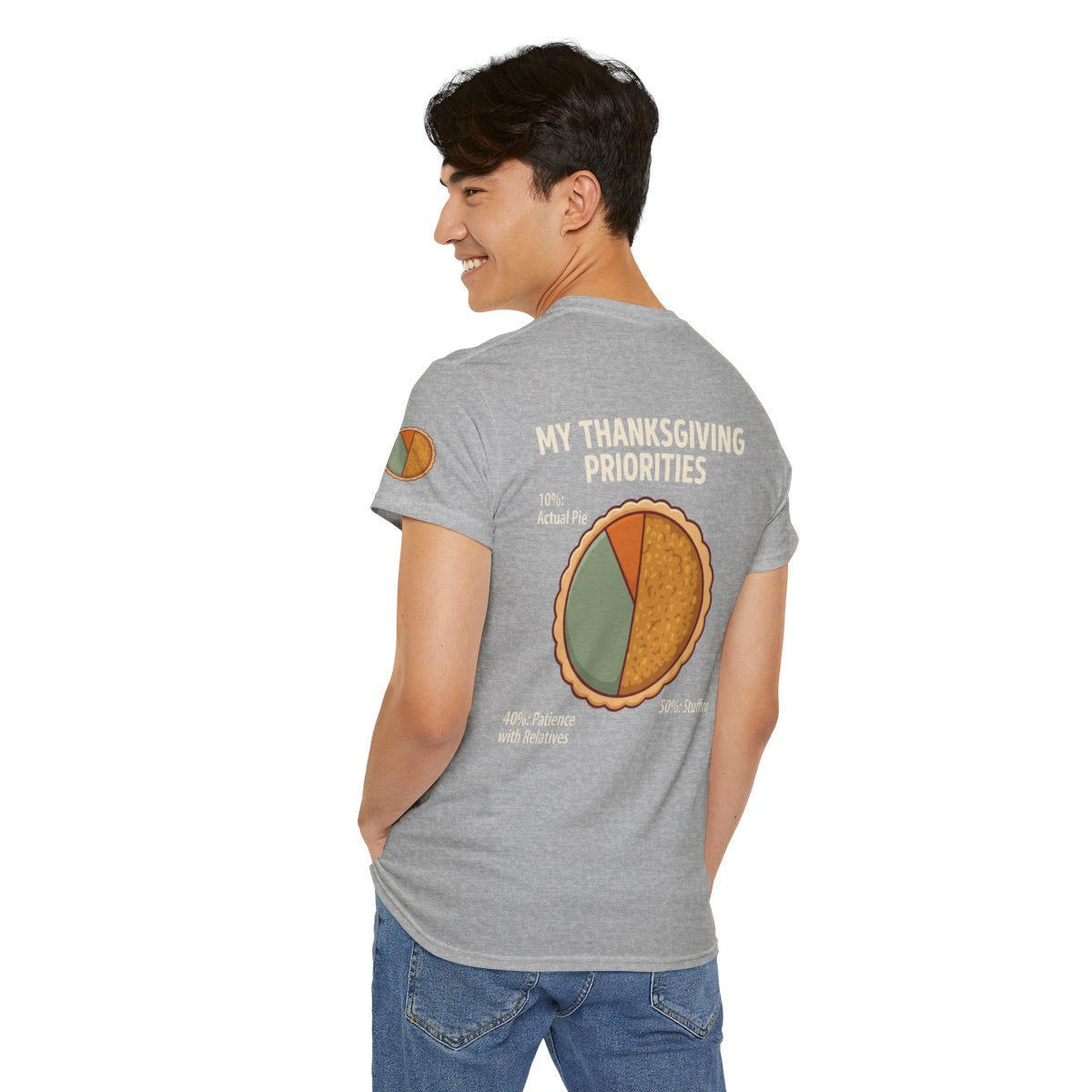 Color: Sport Grey | My Thanksgiving Priorites Premium Graphic Tee