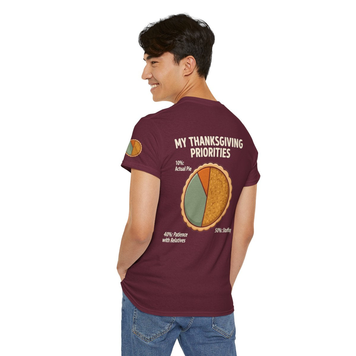 Color: Maroon | My Thanksgiving Priorites Premium Graphic Tee