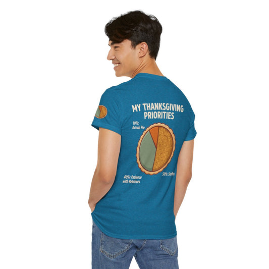 Color: Antique Sapphire | My Thanksgiving Priorites Premium Graphic Tee