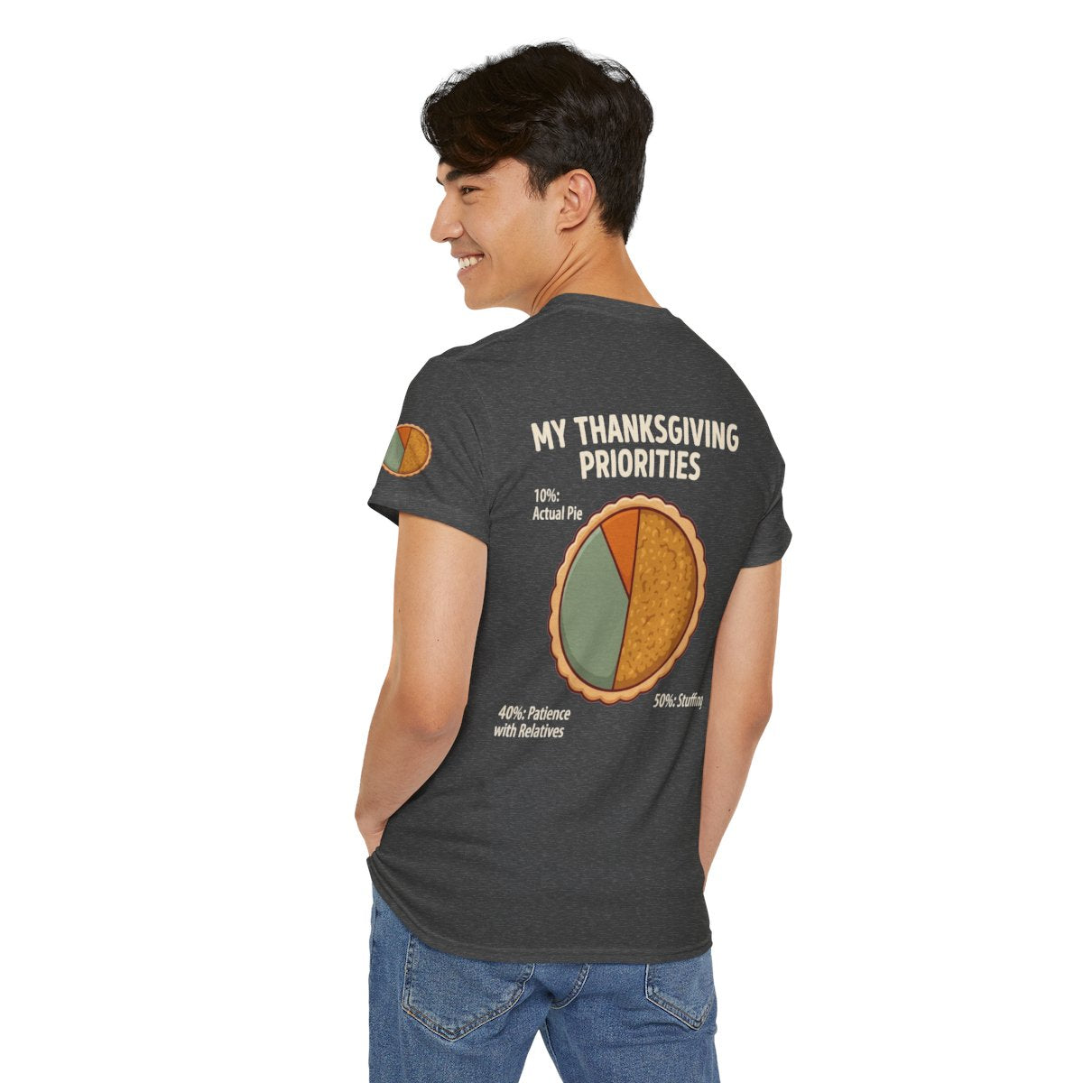 Color: Dark Heather | My Thanksgiving Priorites Premium Graphic Tee