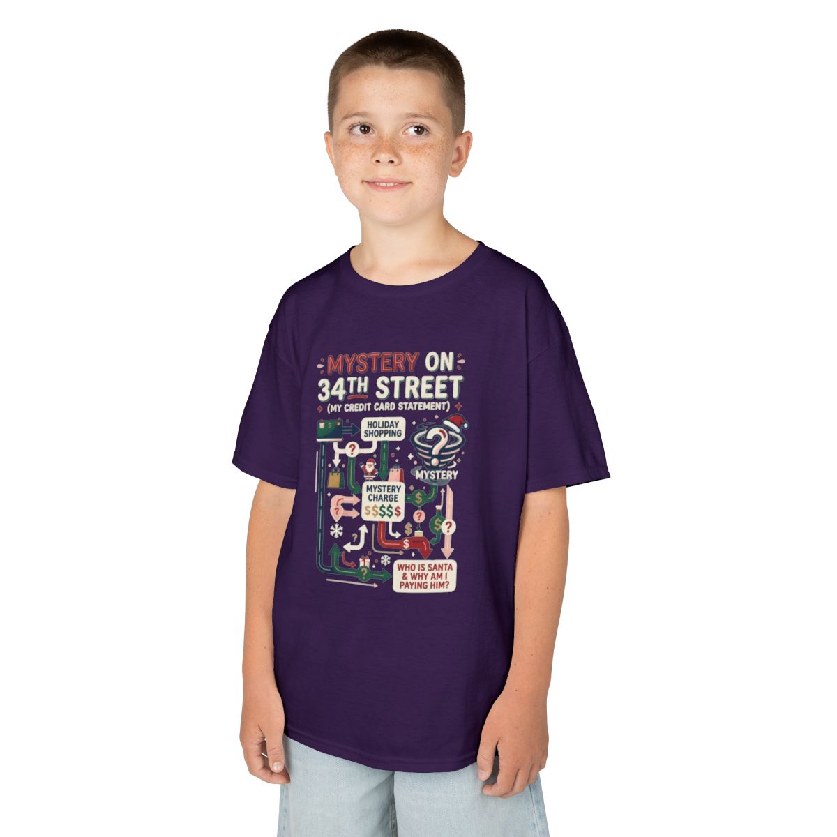 Color: Purple | Mystery On 34th Street Kids Tee