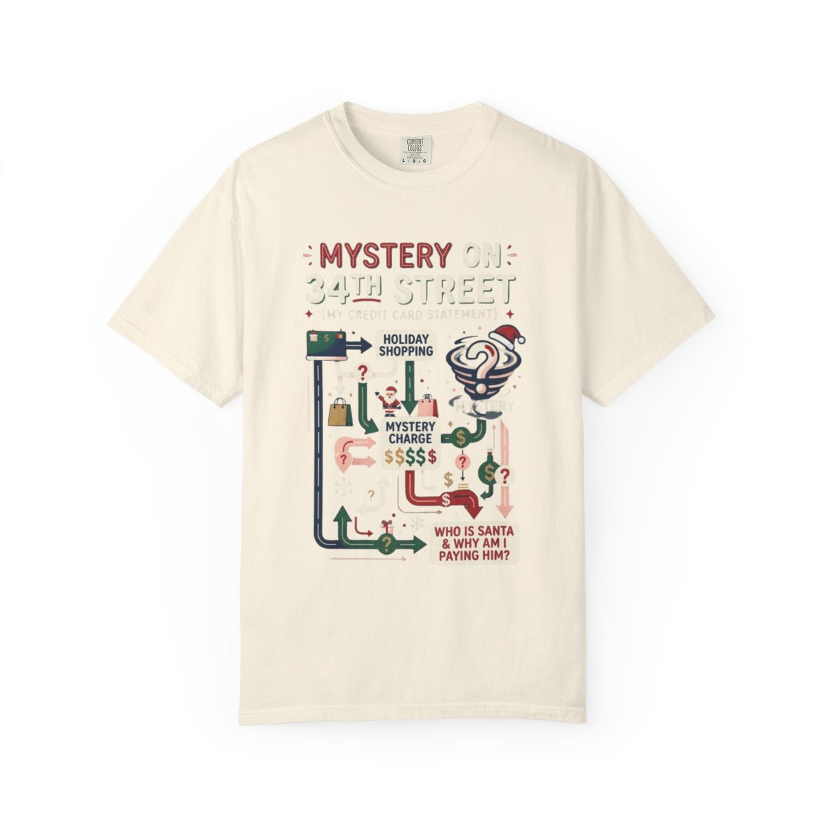 Color: Ivory | Mystery On 34th Street Unisex Garment-Dyed Tee