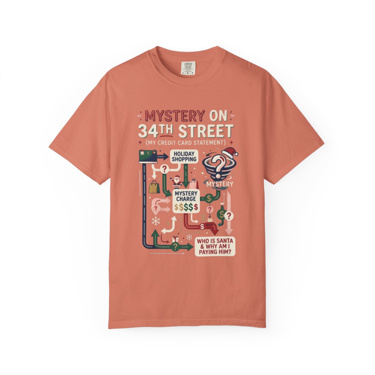 Color: Terracotta | Mystery On 34th Street Unisex Garment-Dyed Tee