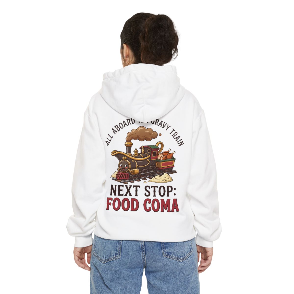 Color: White | Next Stop Food Coma Garment-Dyed Hoodie