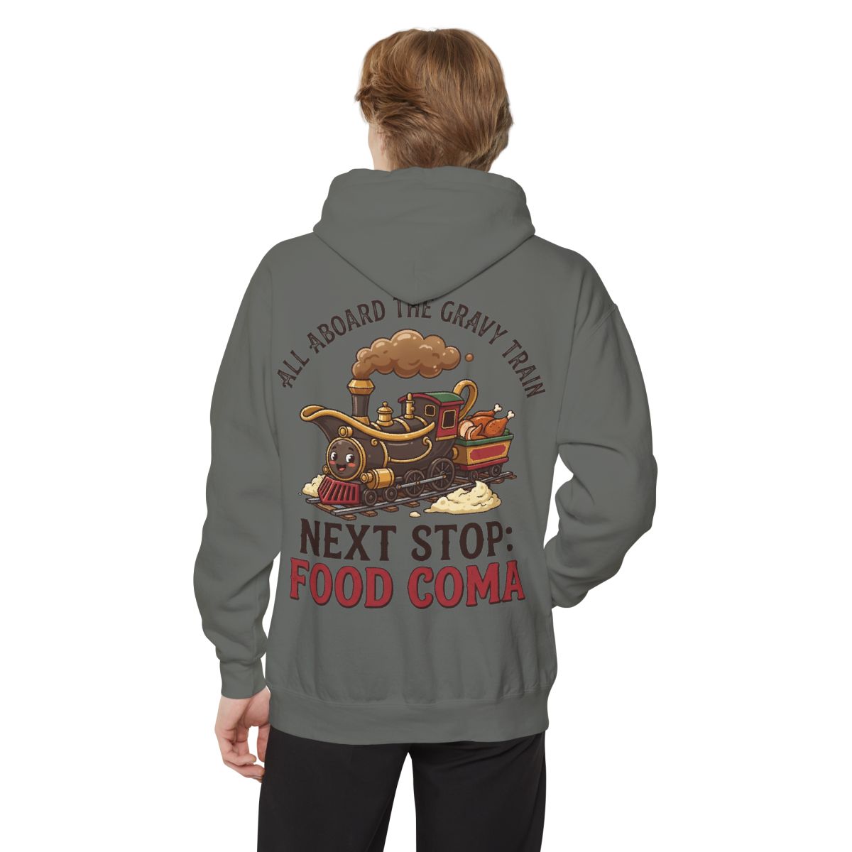 Color: Grey | Next Stop Food Coma Garment-Dyed Hoodie