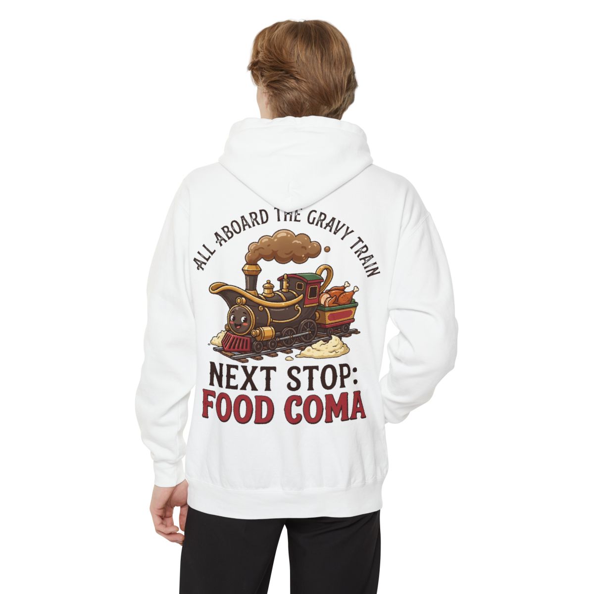 Color: White | Next Stop Food Coma Garment-Dyed Hoodie