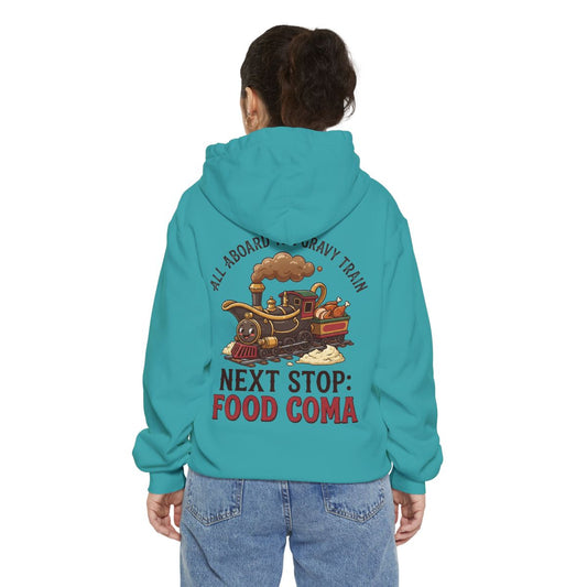 Color: Seafoam | Next Stop Food Coma Garment-Dyed Hoodie