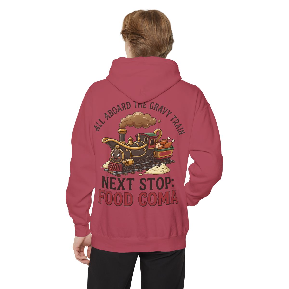 Color: Crimson | Next Stop Food Coma Garment-Dyed Hoodie