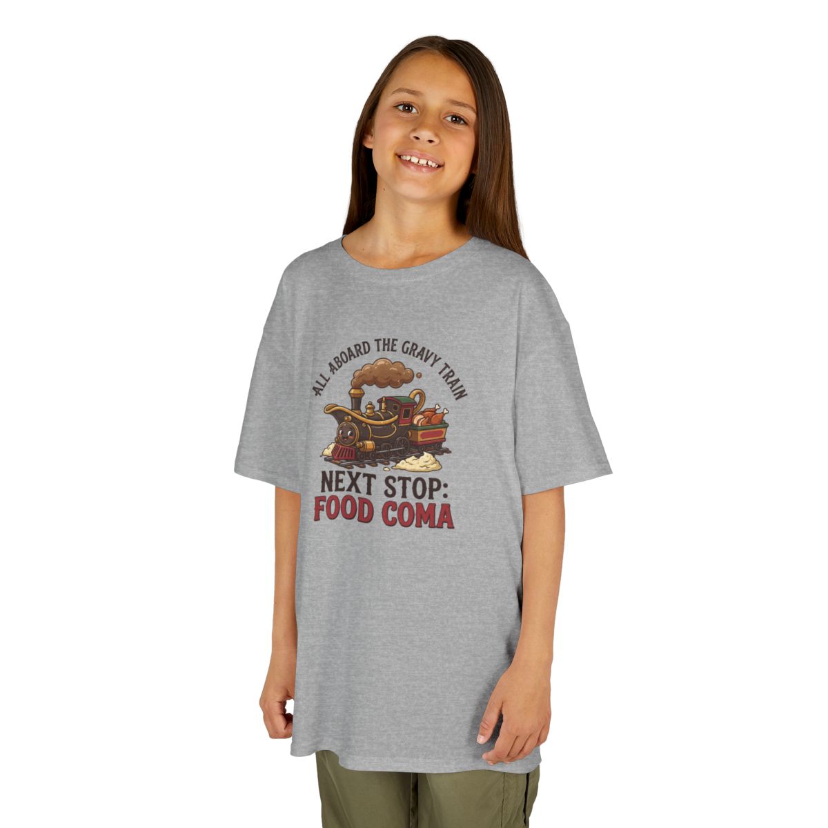 Color: Sport Grey | Next Stop Food Coma Kids Tee