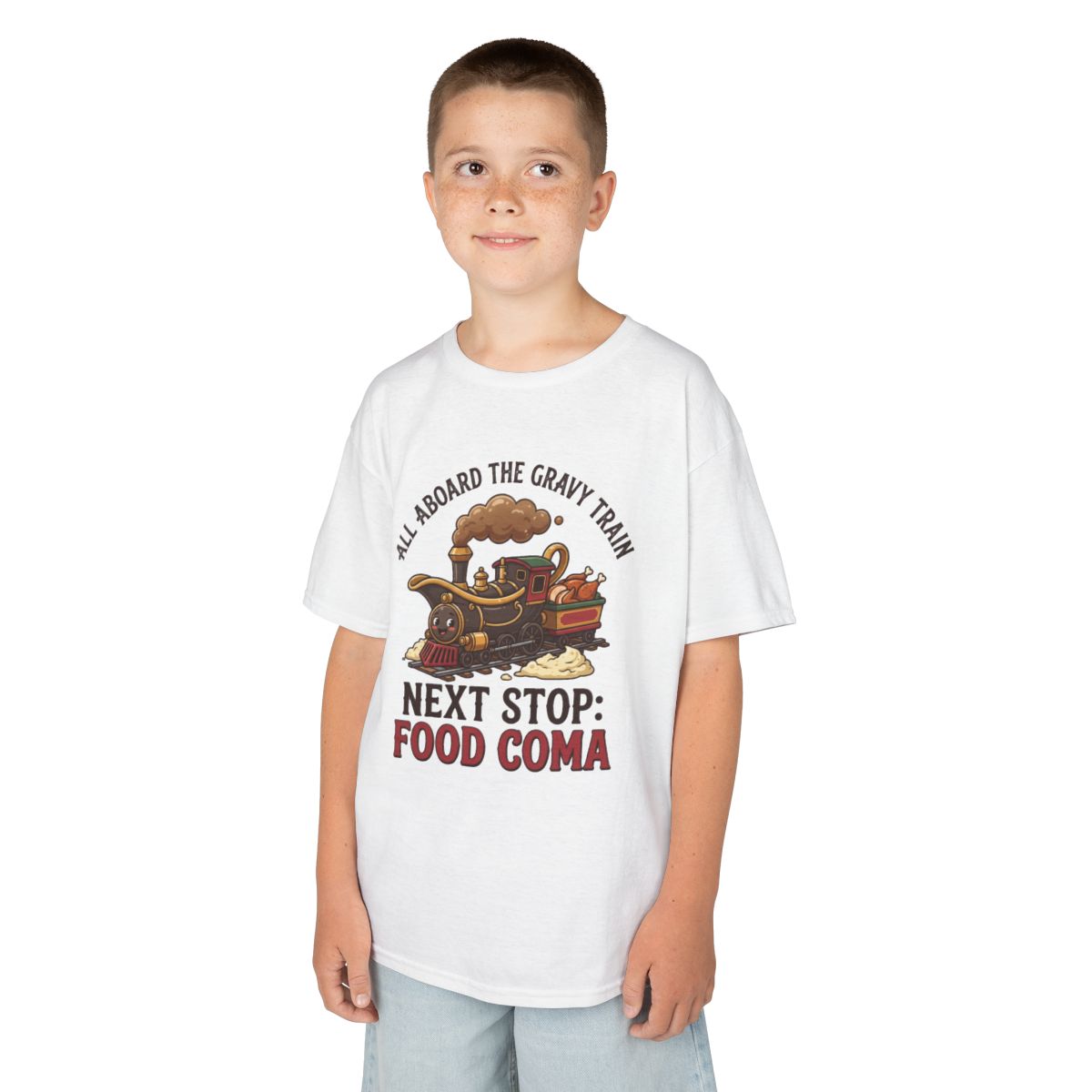 Color: White | Next Stop Food Coma Kids Tee