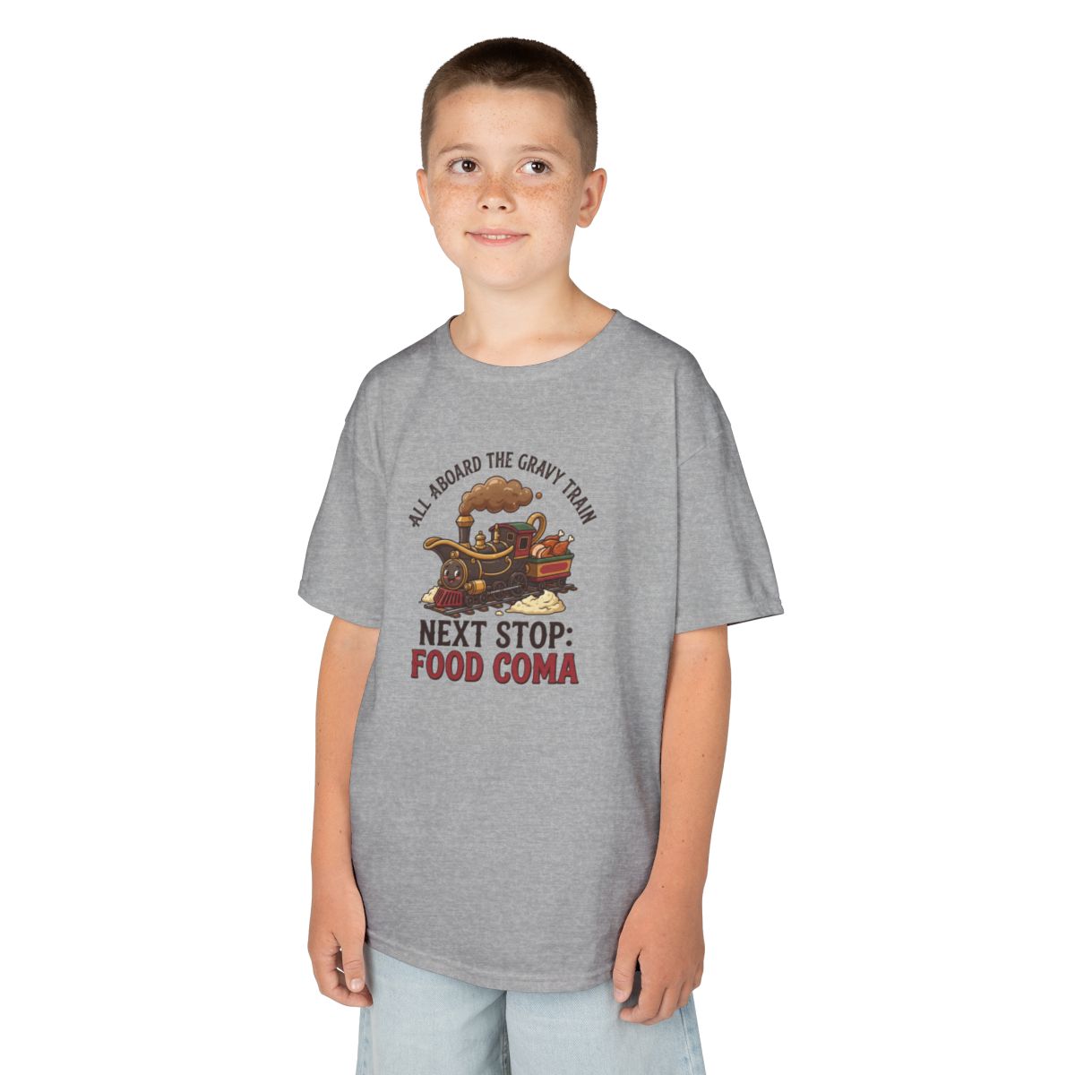 Color: Sport Grey | Next Stop Food Coma Kids Tee
