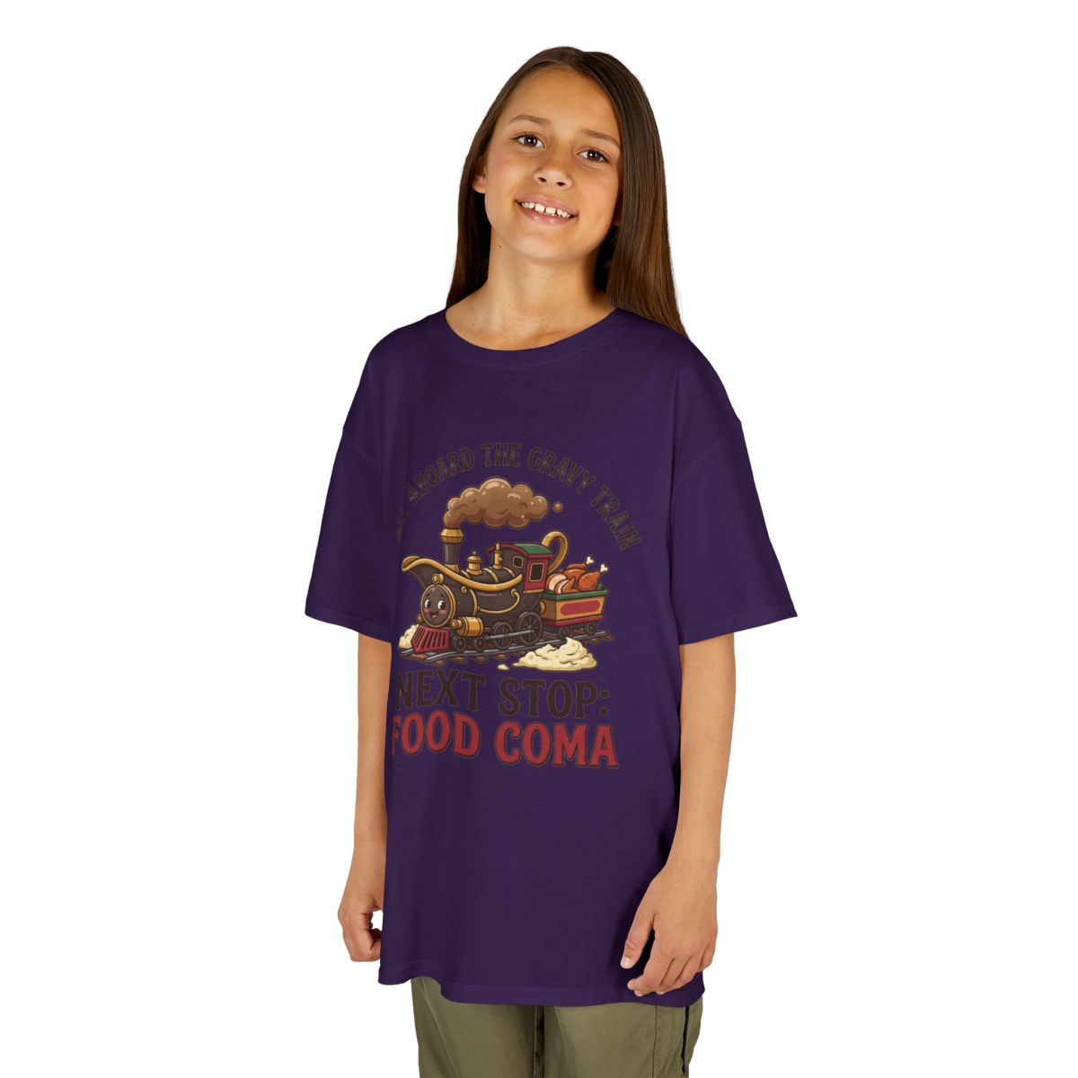Color: Purple | Next Stop Food Coma Kids Tee