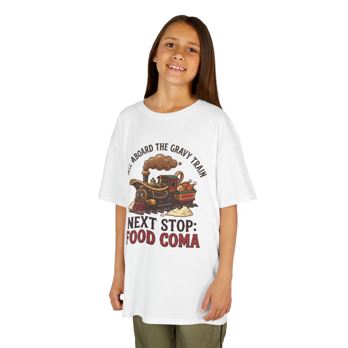 Color: White | Next Stop Food Coma Kids Tee