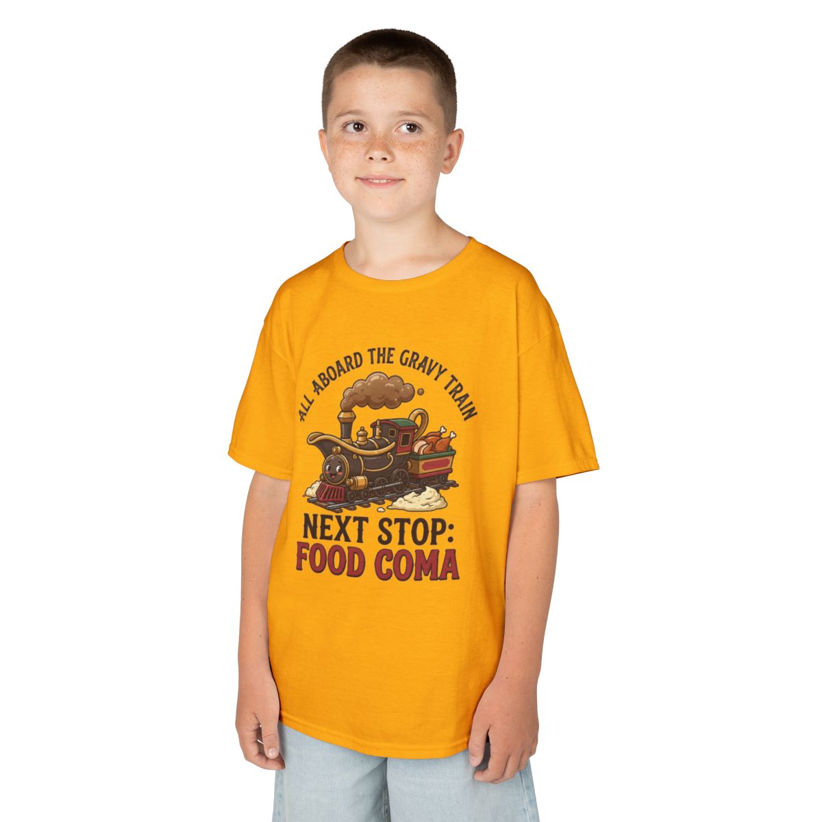 Color: Gold | Next Stop Food Coma Kids Tee