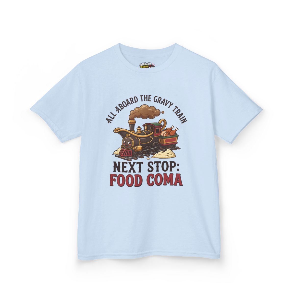 Color: Light Blue | Next Stop Food Coma Kids Tee